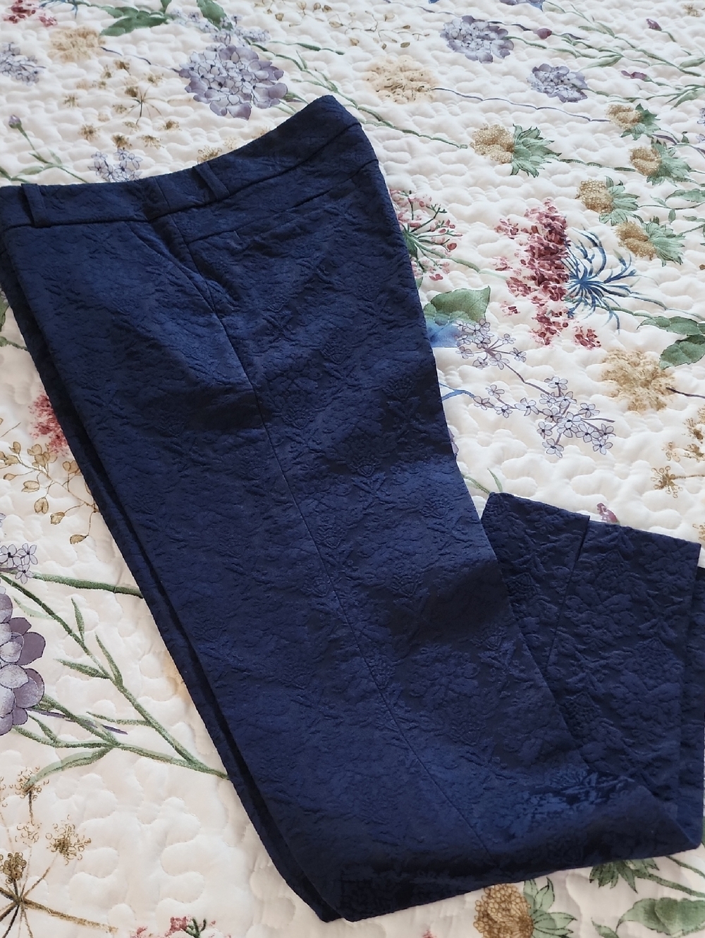 Classic Women's Navy Textured Dress Pants